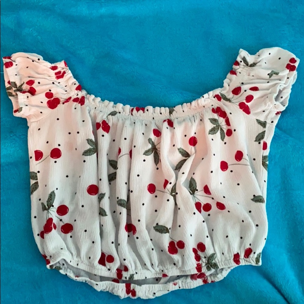 Cherry off the shoulder crop top